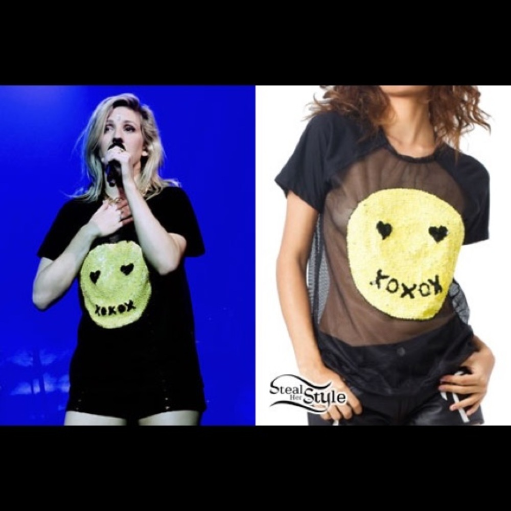 This Is A Love Song Sequined Mesh Smiley Tee 😊🖤​